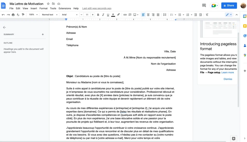 Créer ma lettre de motivation design en PDF gratuit - CVDesignR